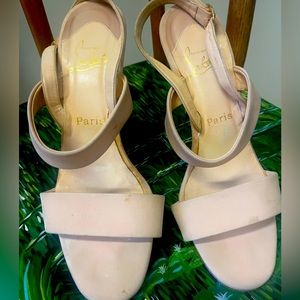 Lots of life left! Beige satin size 40 Christian Louboutin heels